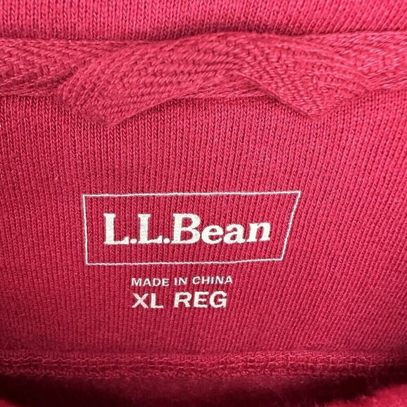 LL Bean Sweatshirt Men's XL‎ Regular Red Mock Neck Quarter Zip Long Sleeve - Picture 2 of 8